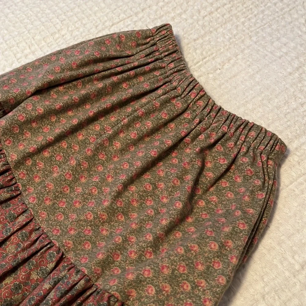 Laura Me Cotton Blend Tiered Midi Floral Print Elastic Waist Skirt with Tie Belt - Picture 7 of 16